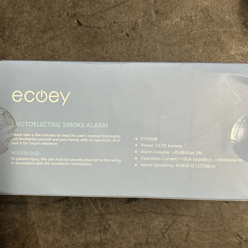 NEW Ecoey FJ136GB Photoelectric Smoke Alarm Fire Detector 4 Pack